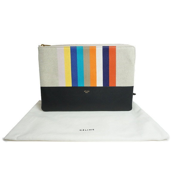 Celine Clutch Multicolor Lambskin Striped Bag - Picture 1 of 8